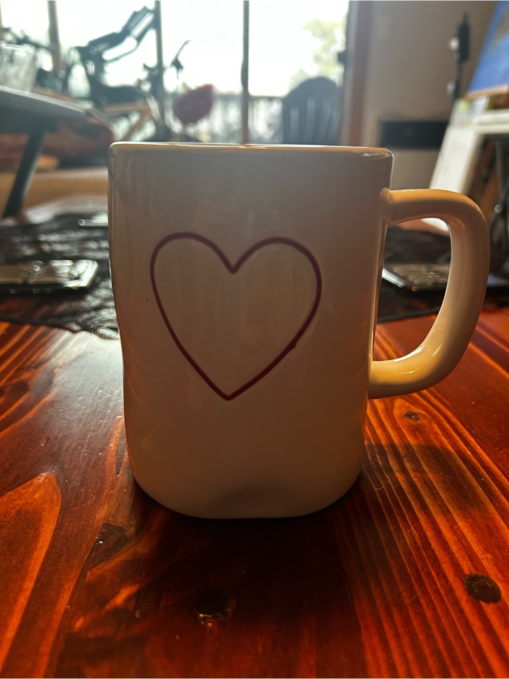 Rae Dunn double sided White Mug with red hearts